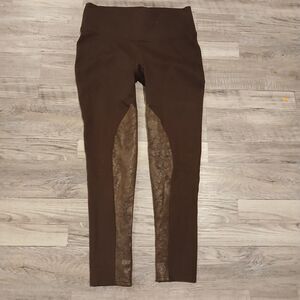 Spanx Women's Brown Leggings Suede Patch Size Large